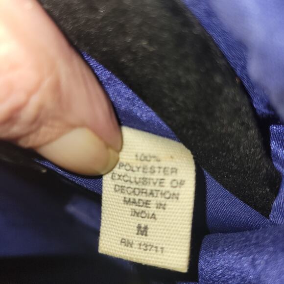 Marsh Landing Artsy Asian Floral Satin Jacket Sz M Blue‎ Embroidery Kawaii - Picture 10 of 11